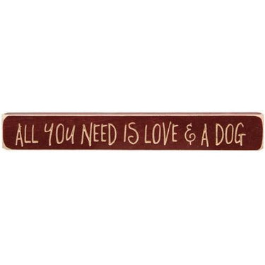 All You Need Is Love & A Dog Engraved Block 12 - The Fox Decor